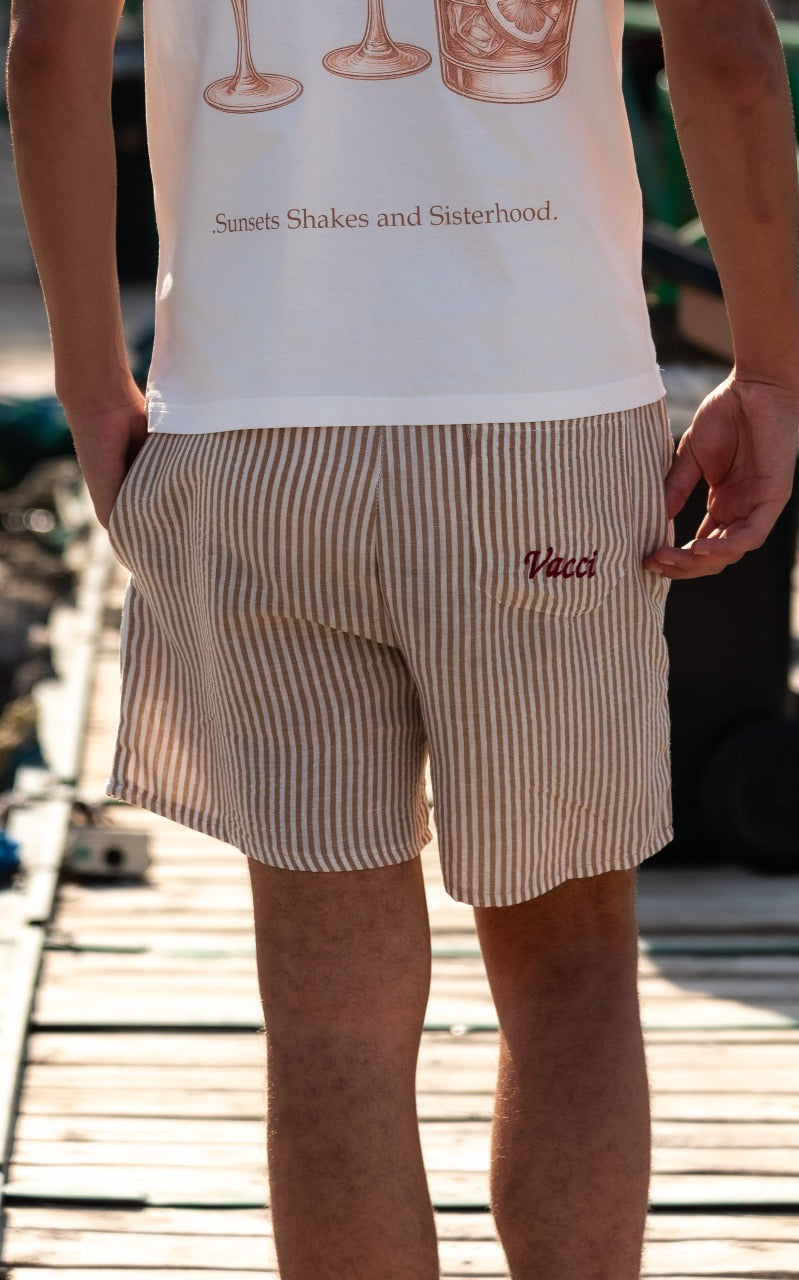 Vacci Brown Striped Shorts