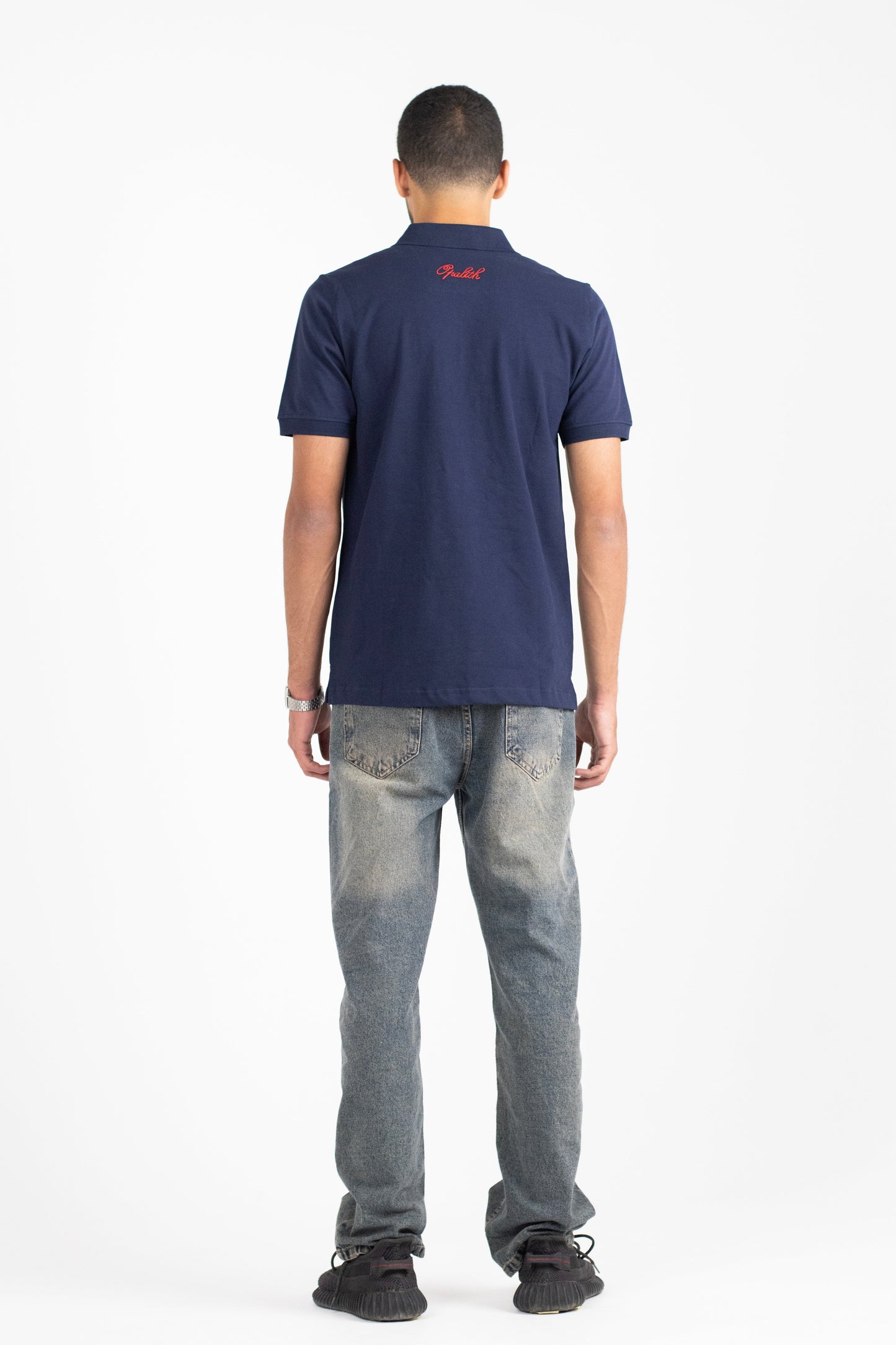 The Opalith Navy blue Crest Polo