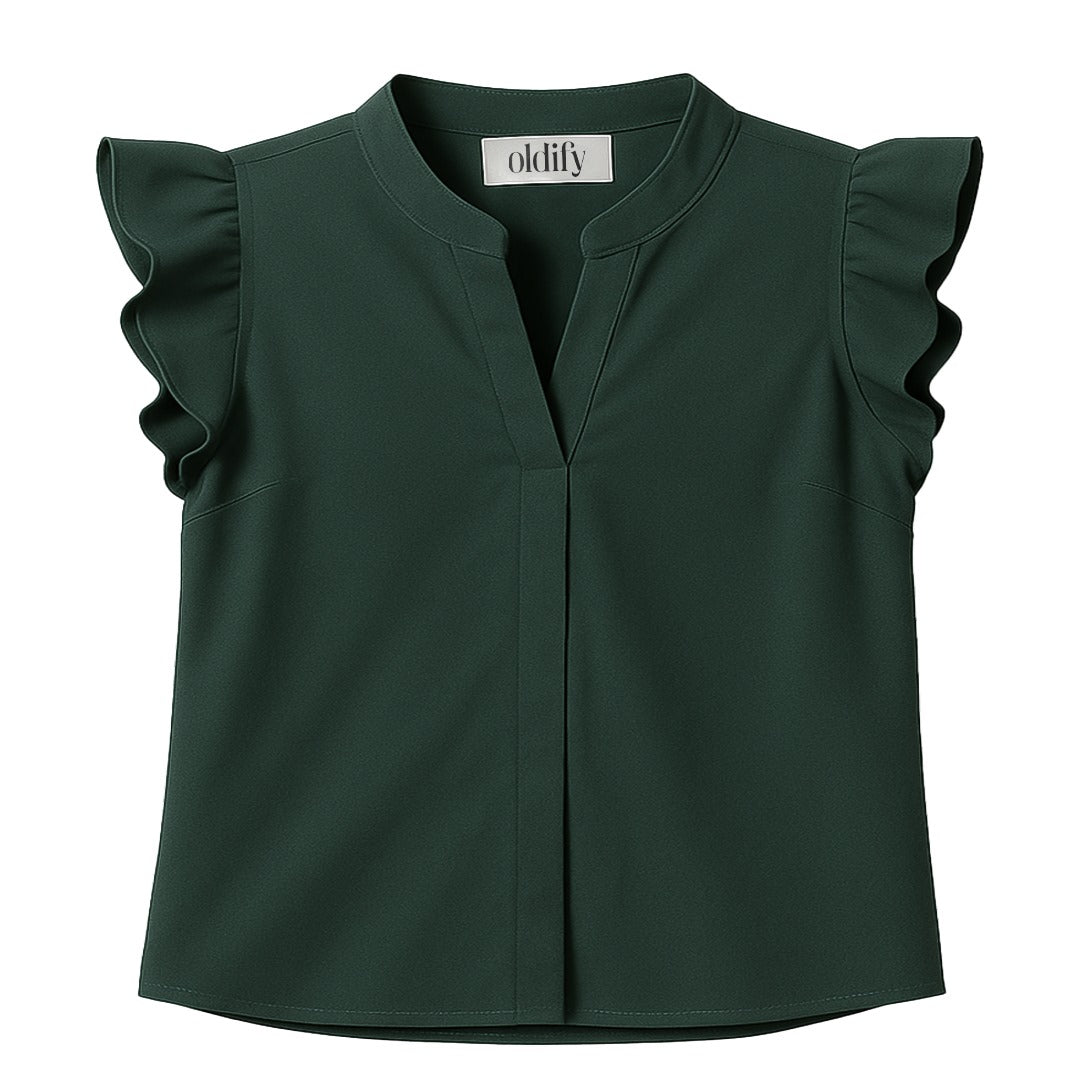 Emerald Whisper Ruffle Top