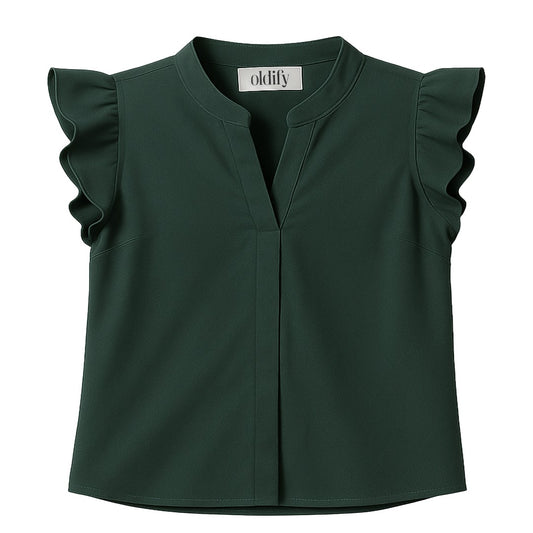 Emerald Whisper Ruffle Top