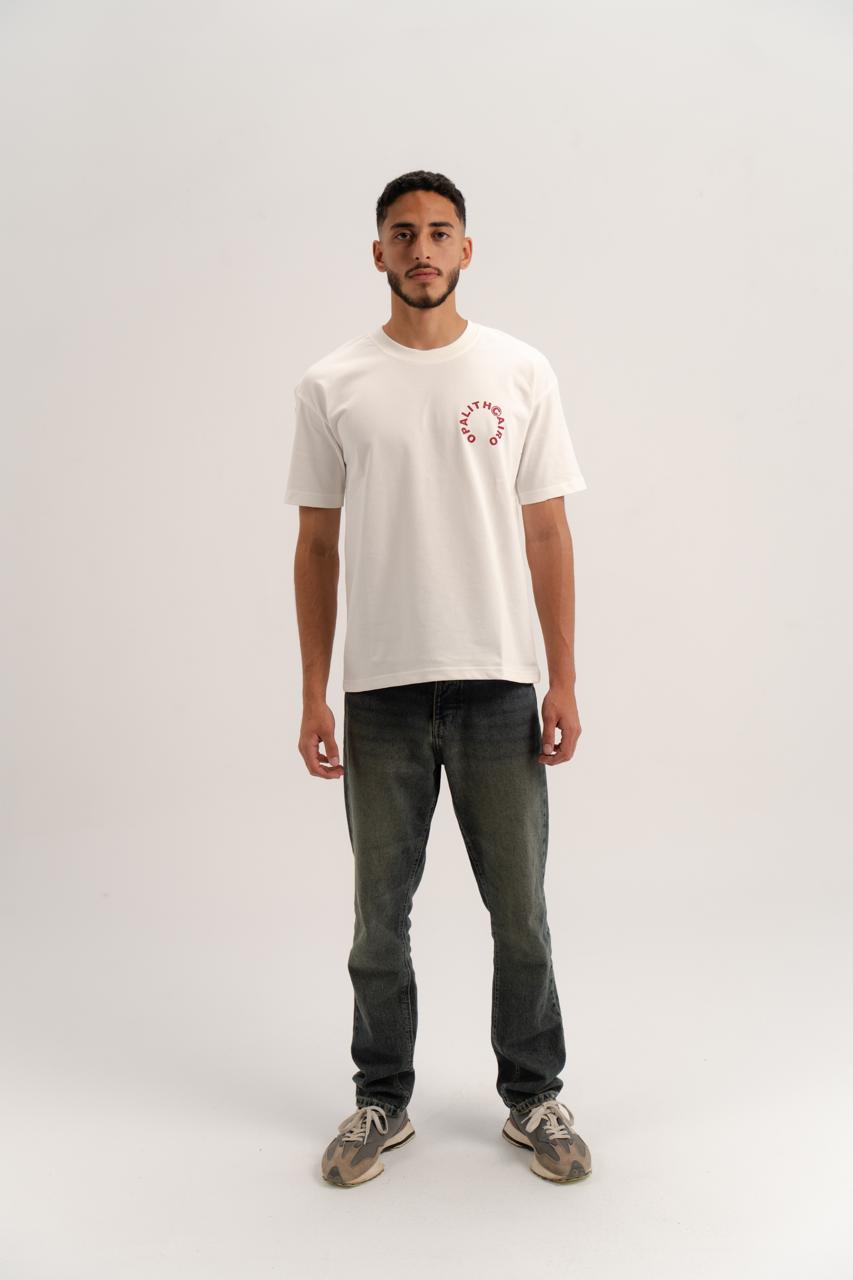 The Opalith White Unnormal T-Shirt red print