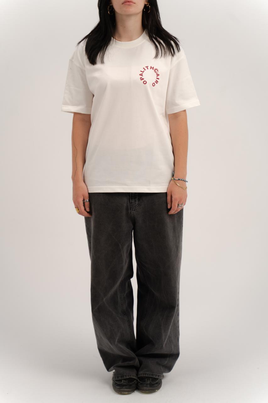 The Opalith White Unnormal T-Shirt red print